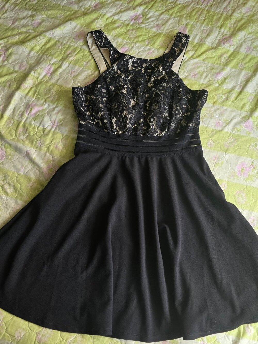 Speechless Black Lace Illusion Waist A-Line Party Dress Size 13